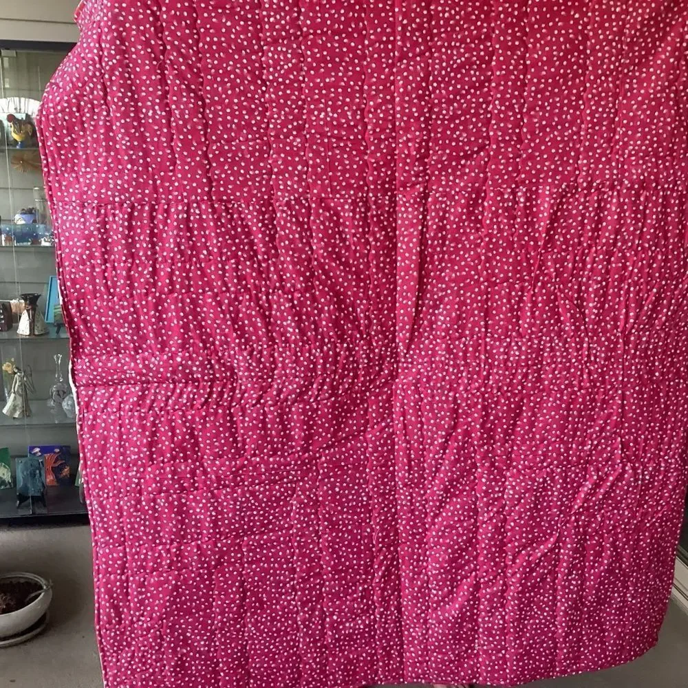 NWT. Hand Crafted “Strawberry Fields” Red and White Patchwork Quilt